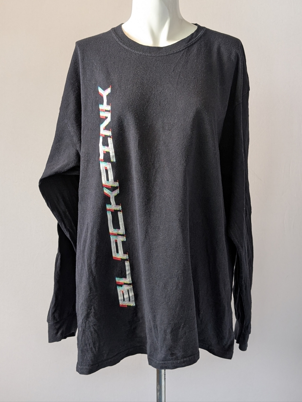BlackPink Band Kpop Long-Sleeve Black Pixelated Graphic Tee Size XL